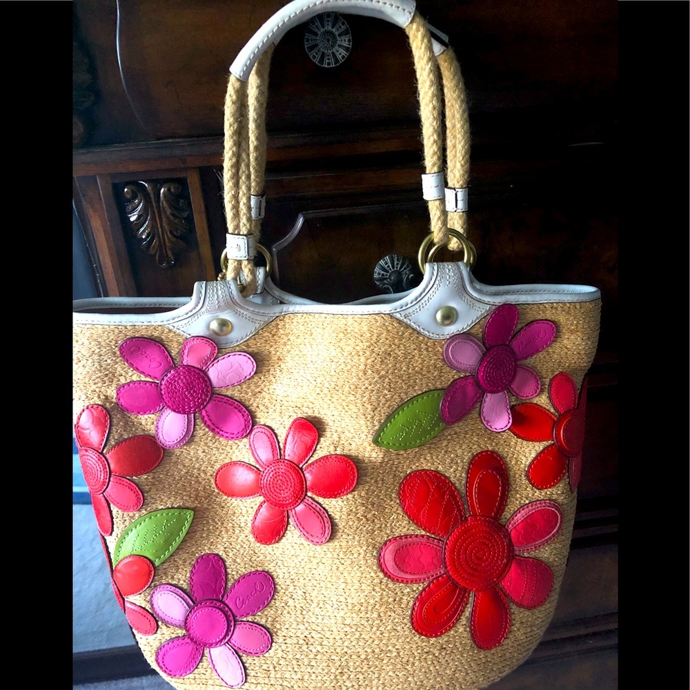 Coach straw vintage jumbo tote